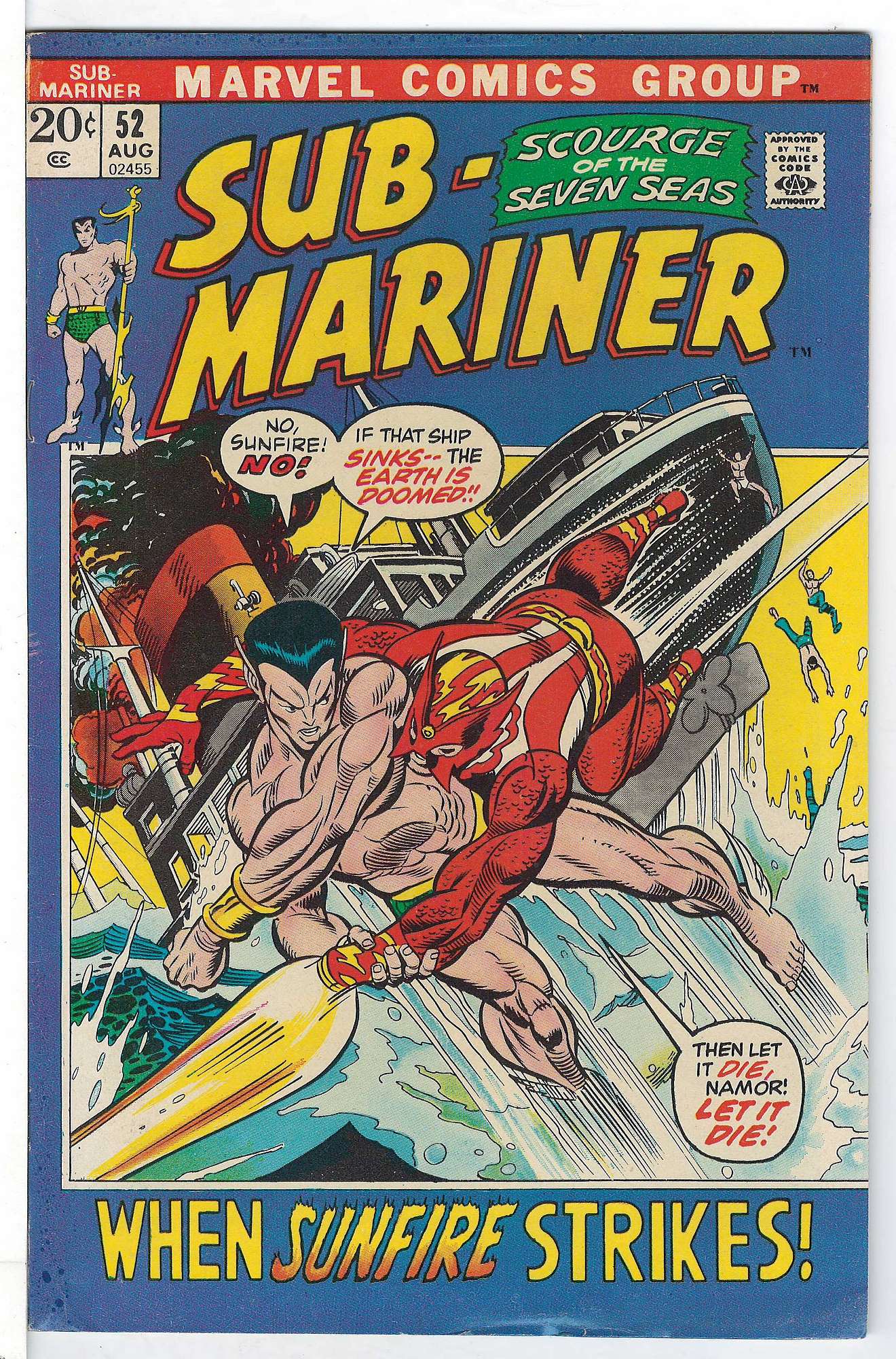 ACTUAL SCAN OF COMIC!<br> Cover of Sub-Mariner (Vol 1) #52. One of 250,000 Vintage American Comics on sale from Krypton!