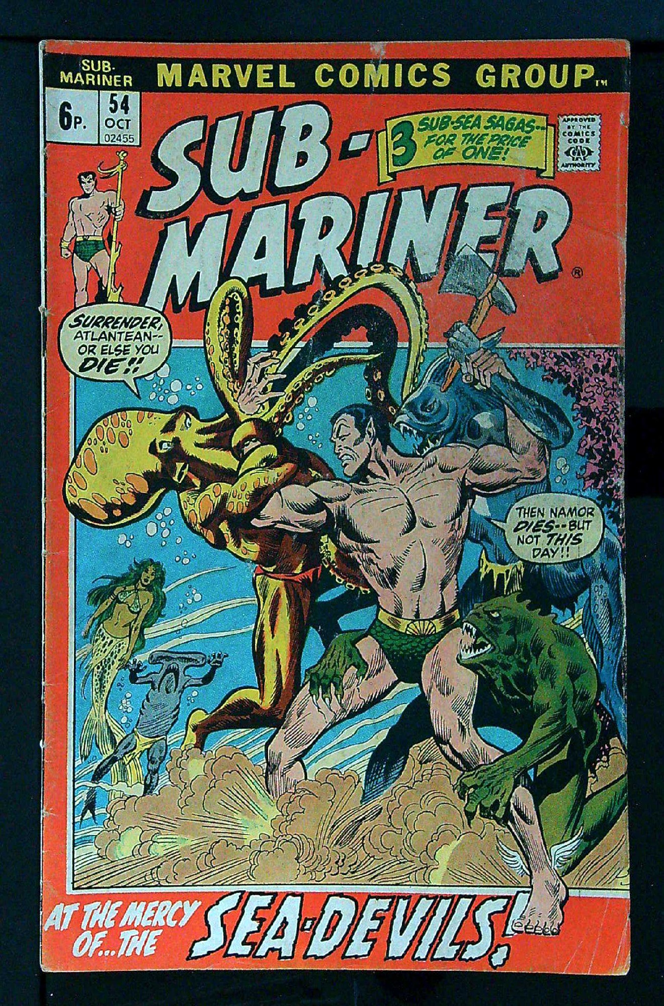 Cover of Sub-Mariner (Vol 1) #54. One of 250,000 Vintage American Comics on sale from Krypton!