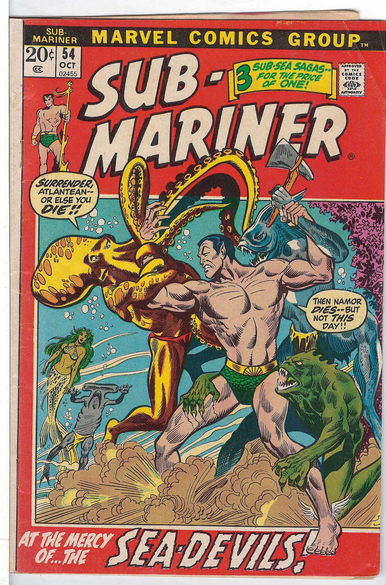 Cover of Sub-Mariner (Vol 1) #54. One of 250,000 Vintage American Comics on sale from Krypton!