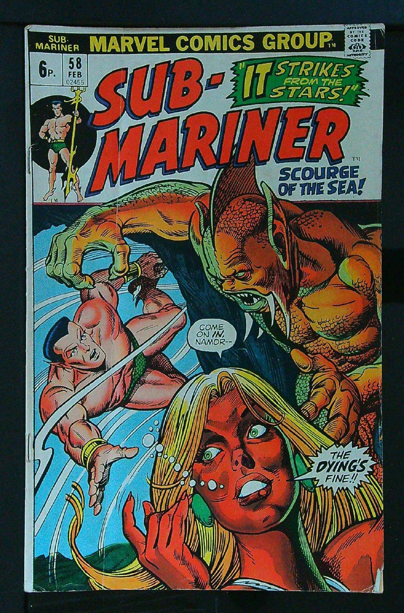 Cover of Sub-Mariner (Vol 1) #58. One of 250,000 Vintage American Comics on sale from Krypton!