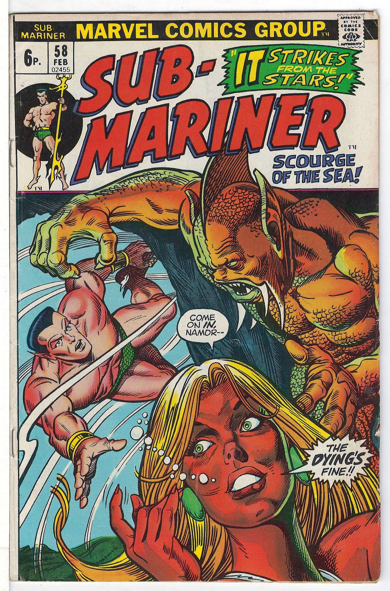 Cover of Sub-Mariner (Vol 1) #58. One of 250,000 Vintage American Comics on sale from Krypton!