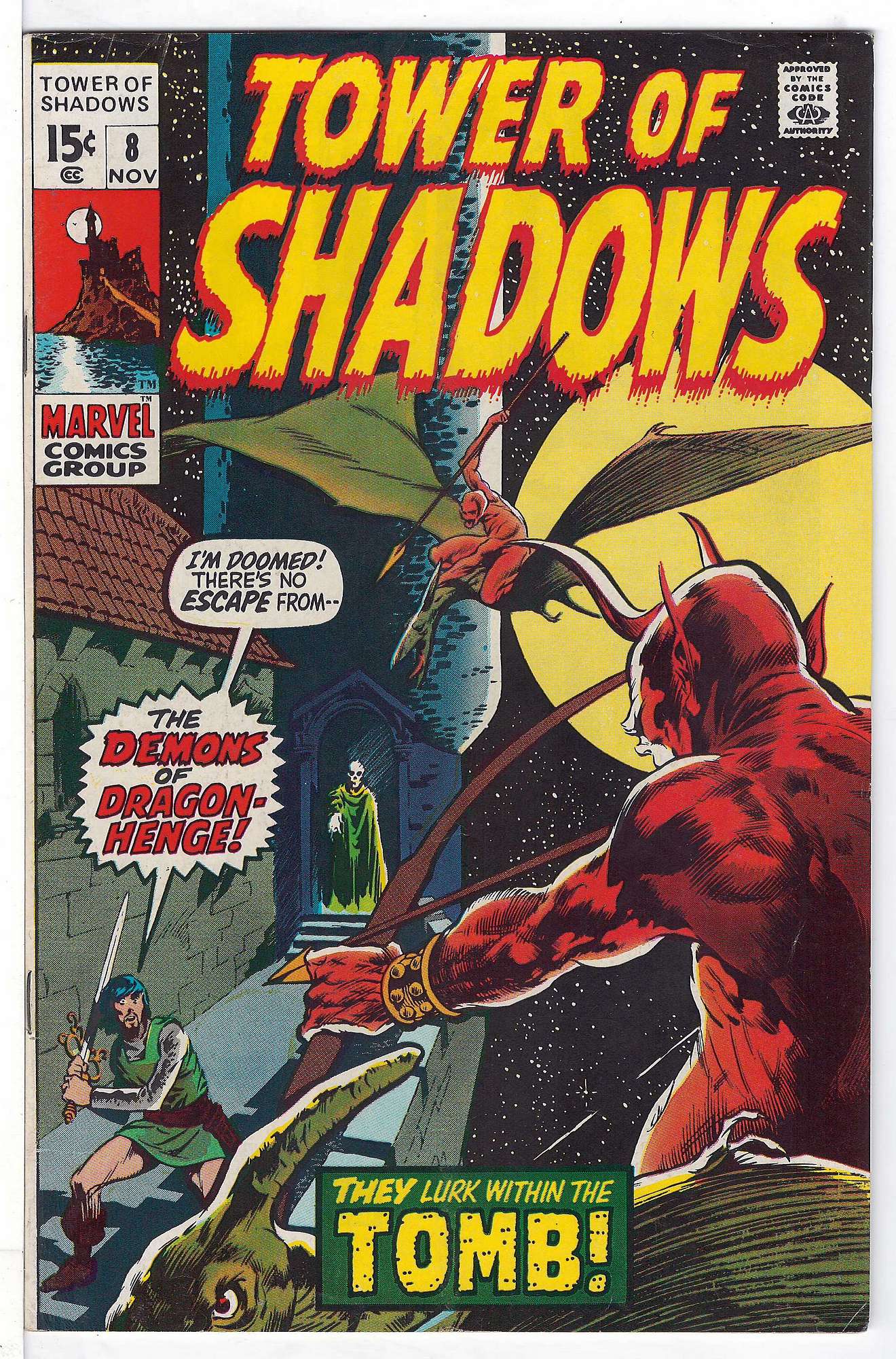 ACTUAL SCAN OF COMIC!<br>Slight Subscription crease - See Scan Cover of Tower of Shadows (Vol 1) #8. One of 250,000 Vintage American Comics on sale from Krypton!
