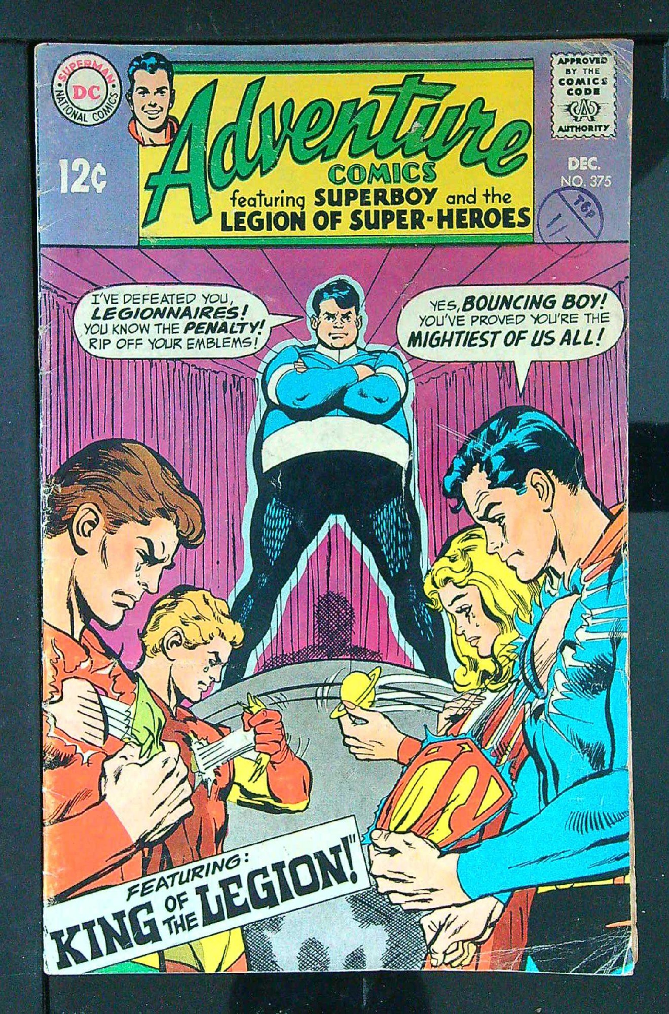 ACTUAL SCAN OF COMIC!<br>Distribution Stamp on Cover - See Scan Cover of Adventure Comics (Vol 1) #375. One of 250,000 Vintage American Comics on sale from Krypton!