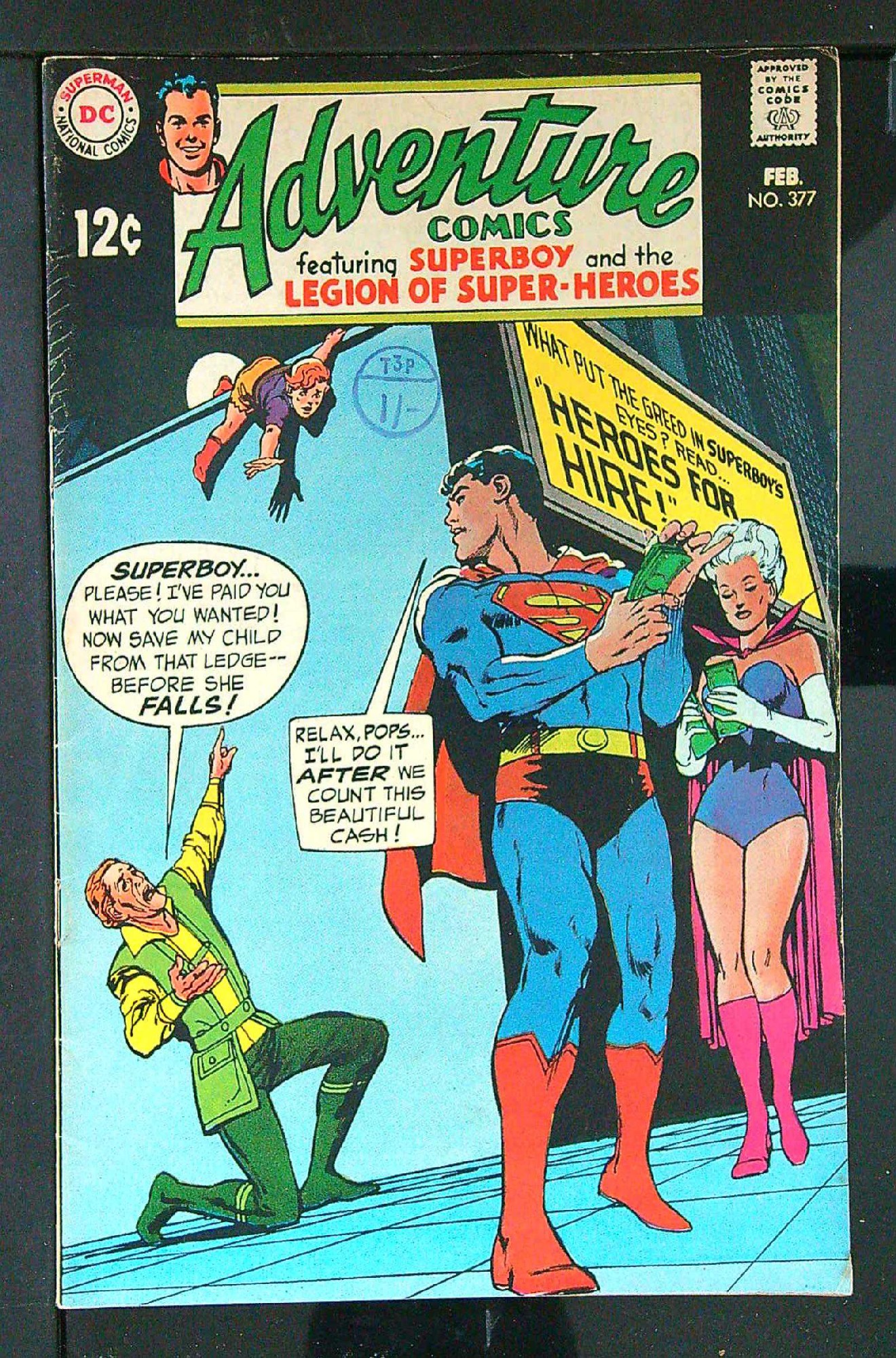 ACTUAL SCAN OF COMIC!<br>Distribution Stamp on Cover - See Scan Cover of Adventure Comics (Vol 1) #377. One of 250,000 Vintage American Comics on sale from Krypton!
