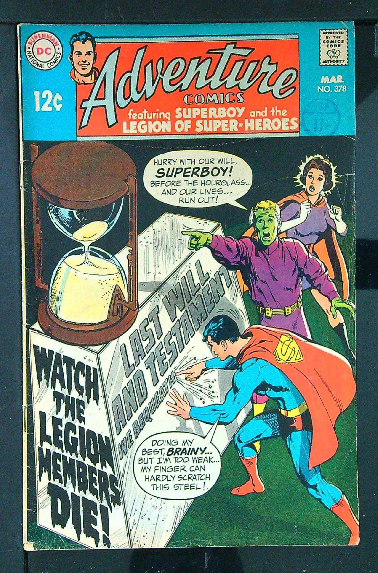 ACTUAL SCAN OF COMIC!<br>Distribution Stamp on Cover - See Scan Cover of Adventure Comics (Vol 1) #378. One of 250,000 Vintage American Comics on sale from Krypton!
