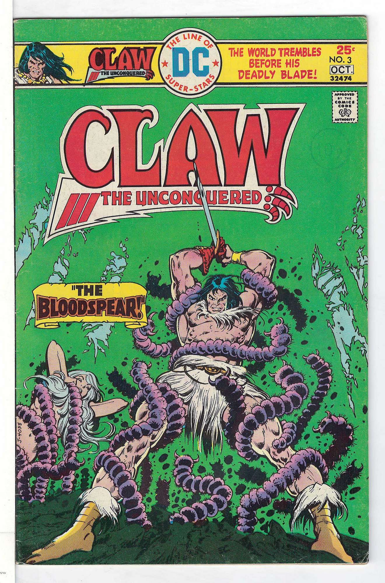 ACTUAL SCAN OF COMIC!<br>Distribution Stamp on Cover - See Scan Cover of Claw The Unconquered (Vol 1) #3. One of 250,000 Vintage American Comics on sale from Krypton!