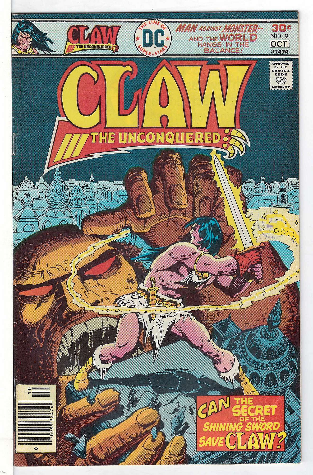 ACTUAL SCAN OF COMIC!<br>Distribution Stamp on Cover - See Scan Cover of Claw The Unconquered (Vol 1) #9. One of 250,000 Vintage American Comics on sale from Krypton!
