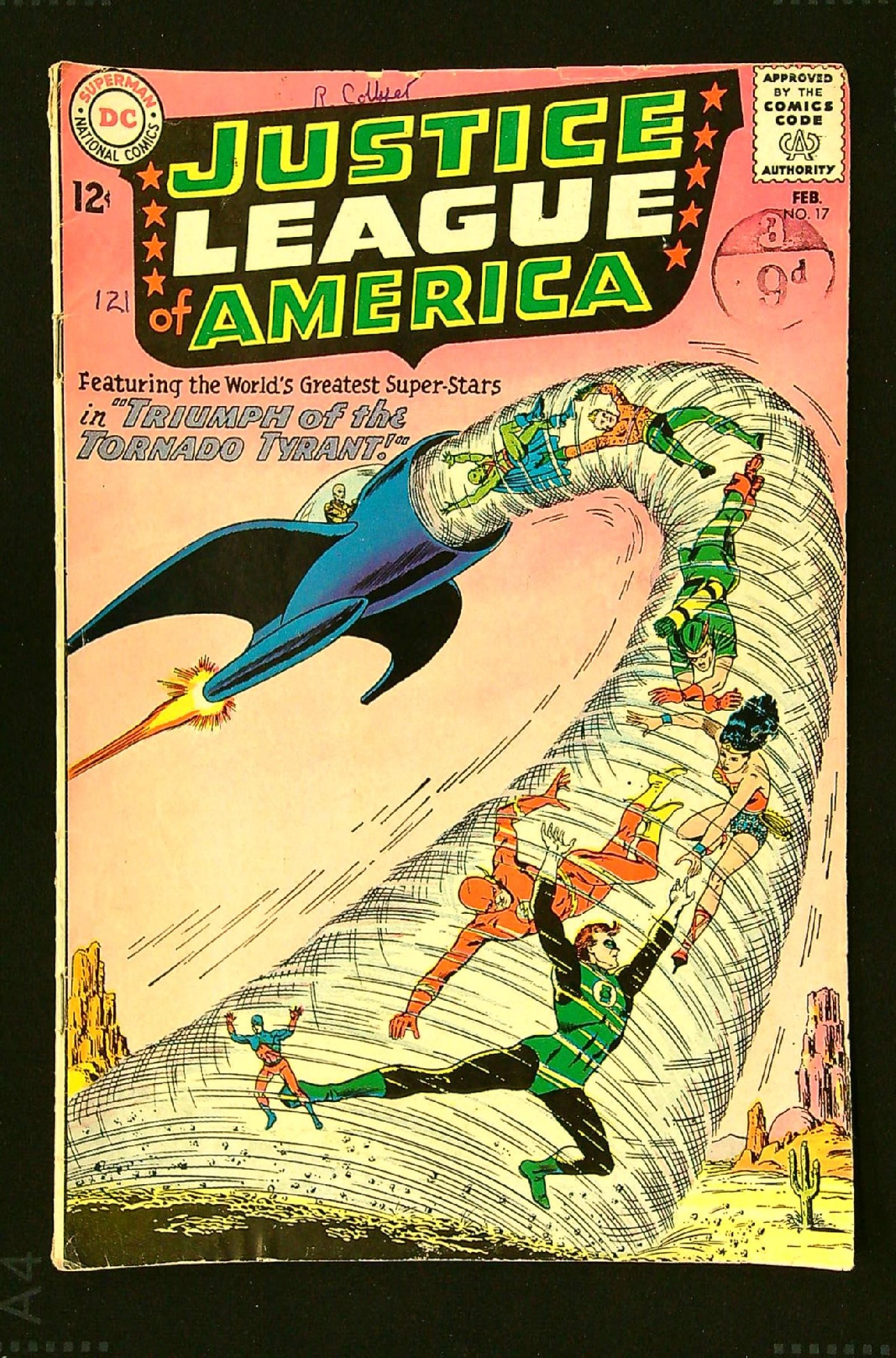 ACTUAL SCAN OF COMIC!<br>Distribution Stamp & Pen on Cover - See Scan Cover of Justice League of America (Vol 1) #17. One of 250,000 Vintage American Comics on sale from Krypton!