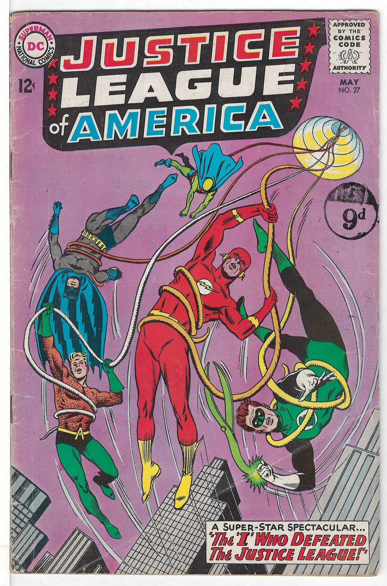 ACTUAL SCAN OF COMIC!<br>Stamp on Cover - See Scan Cover of Justice League of America (Vol 1) #27. One of 250,000 Vintage American Comics on sale from Krypton!