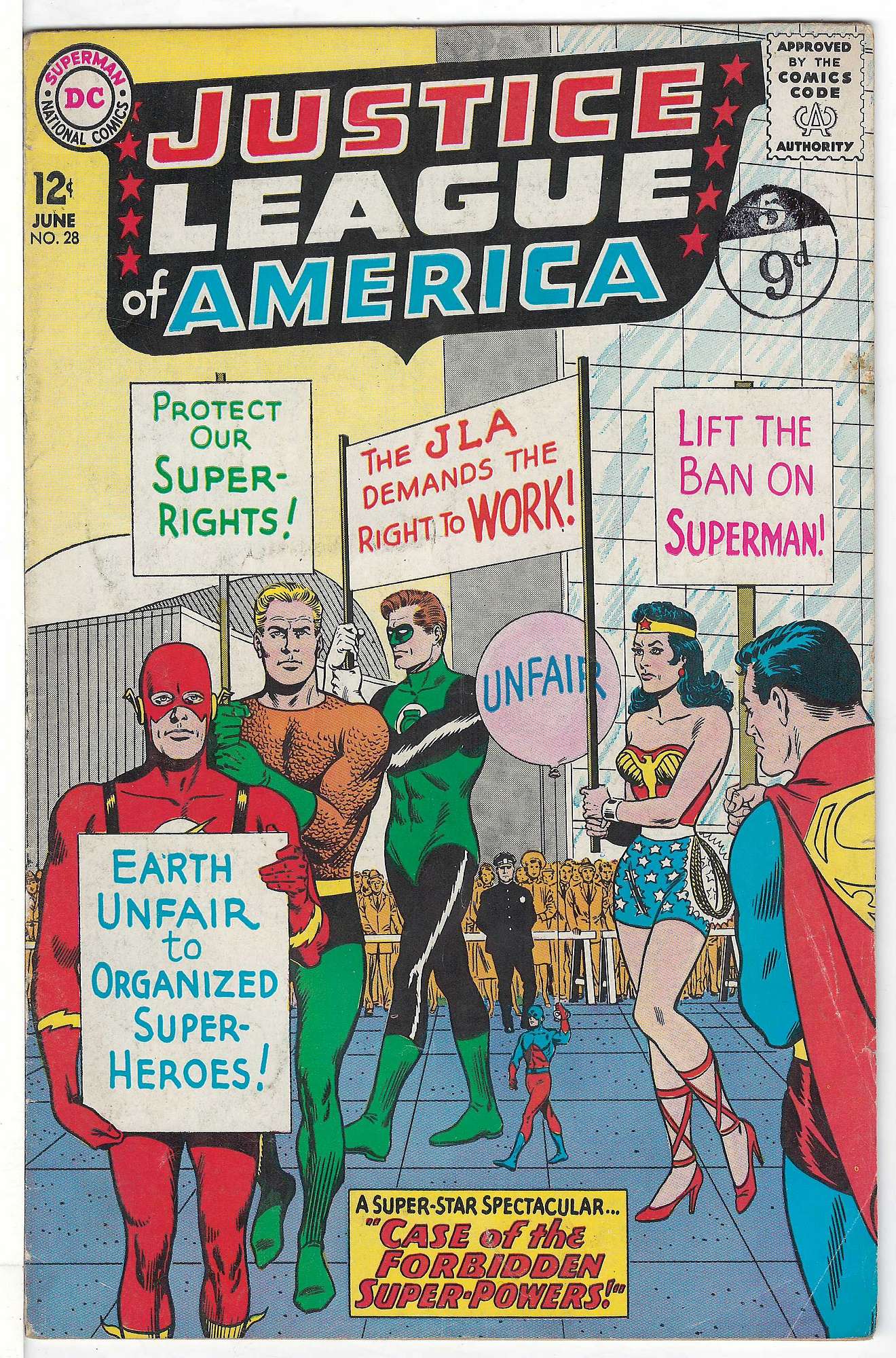 ACTUAL SCAN OF COMIC!<br>Stamp on Cover - See Scan Cover of Justice League of America (Vol 1) #28. One of 250,000 Vintage American Comics on sale from Krypton!