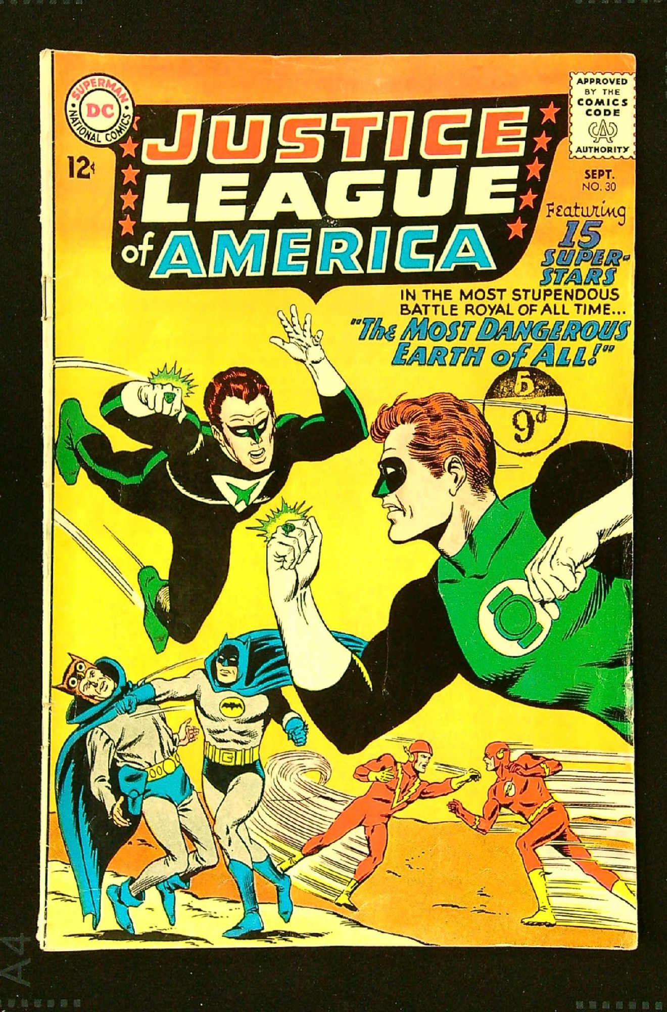 JSA cross over<br>ACTUAL SCAN OF COMIC!<br>Distribution Stamp & Pen on Cover - See Scan Cover of Justice League of America (Vol 1) #30. One of 250,000 Vintage American Comics on sale from Krypton!