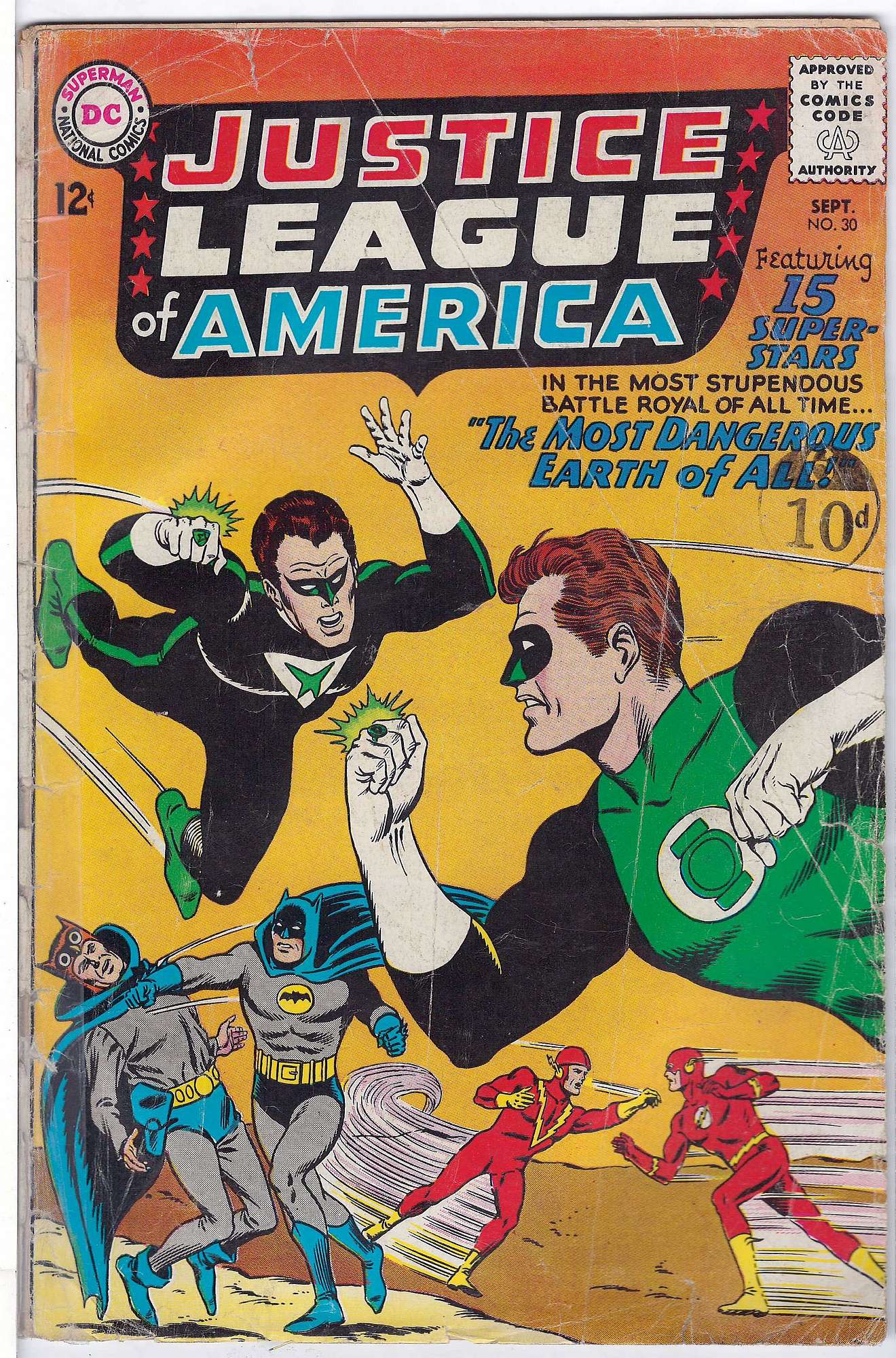 JSA cross over<br>ACTUAL SCAN OF COMIC!<br>Taped Spine & Stamp on Cover -See Scan Cover of Justice League of America (Vol 1) #30. One of 250,000 Vintage American Comics on sale from Krypton!