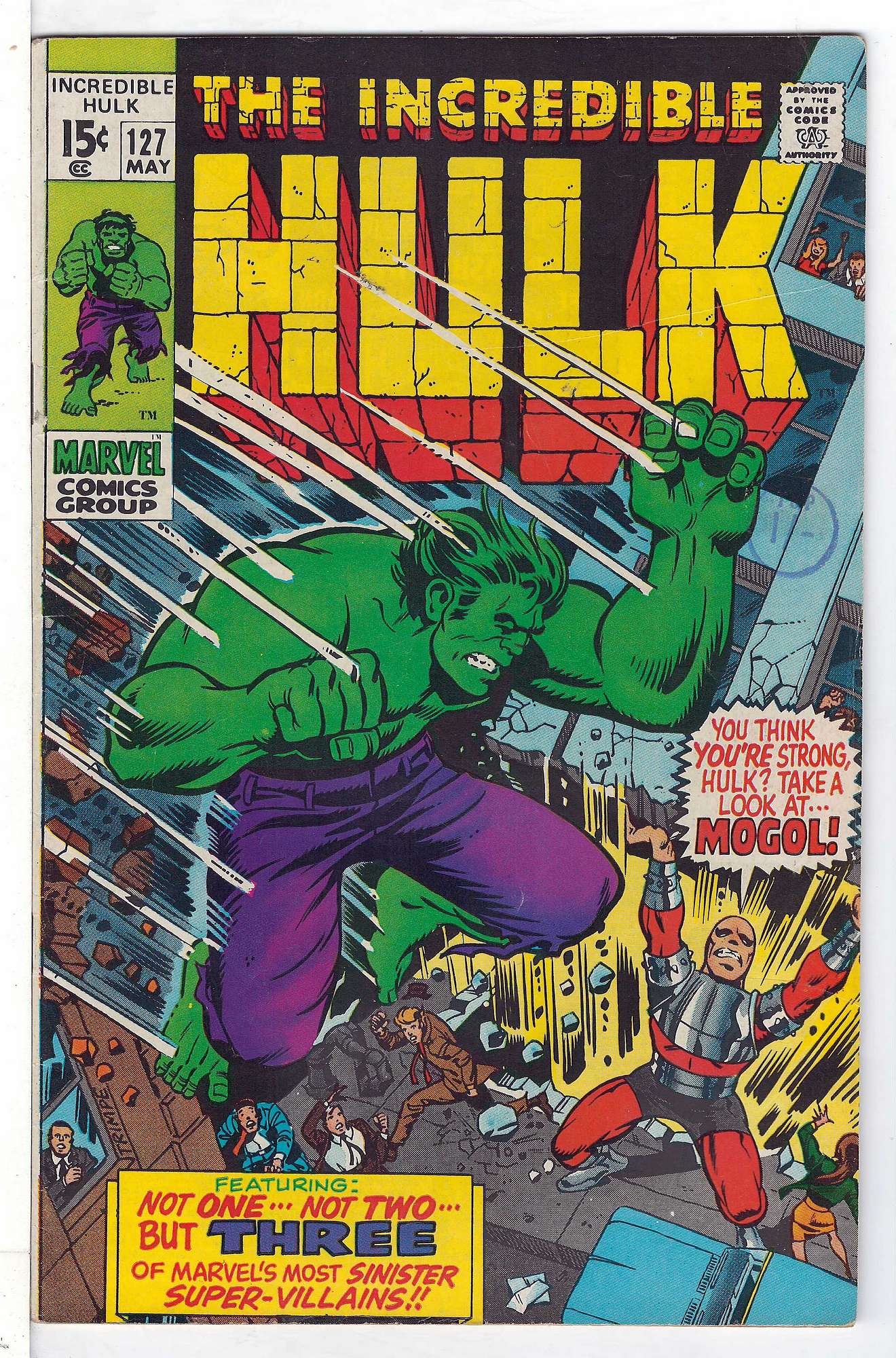 ACTUAL SCAN OF COMIC!<br>Distribution Stamp on Cover - See Scan Cover of Incredible Hulk (Vol 2) #127. One of 250,000 Vintage American Comics on sale from Krypton!