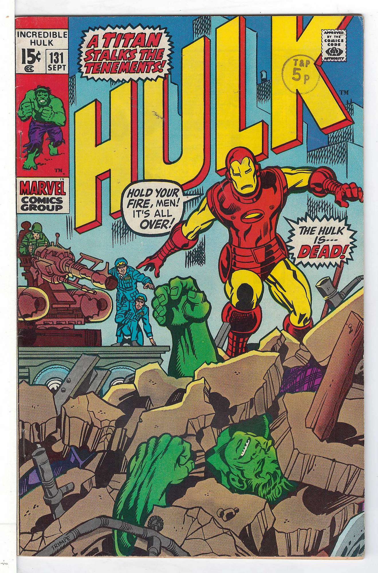 1st Jim Wilson<br>ACTUAL SCAN OF COMIC!<br>Distribution Stamp on Cover - See Scan Cover of Incredible Hulk (Vol 2) #131. One of 250,000 Vintage American Comics on sale from Krypton!