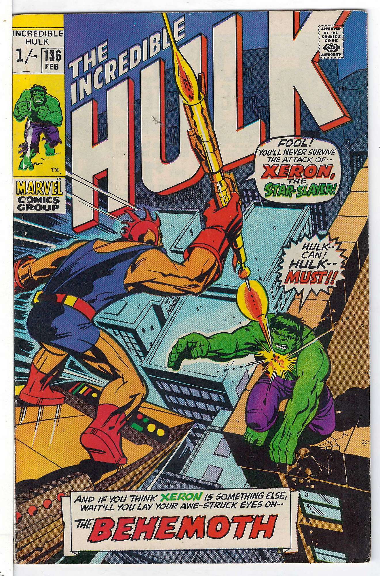 Cover of Incredible Hulk (Vol 2) #136. One of 250,000 Vintage American Comics on sale from Krypton!