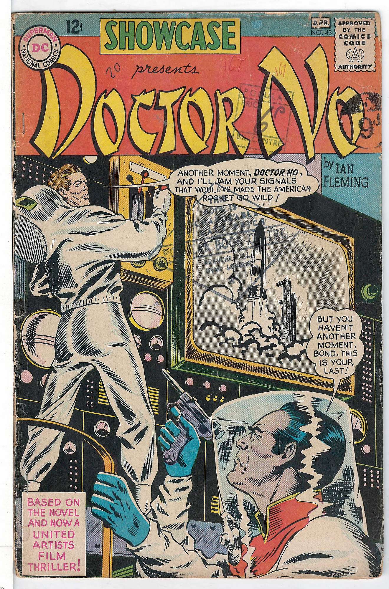 James Bond Movie Adaptation<br>ACTUAL SCAN OF COMIC!<br>Pen & Stamps on Cover. Split Spine that has been re-stapled - See Scan Cover of Showcase (Vol 1) #43. One of 250,000 Vintage American Comics on sale from Krypton!