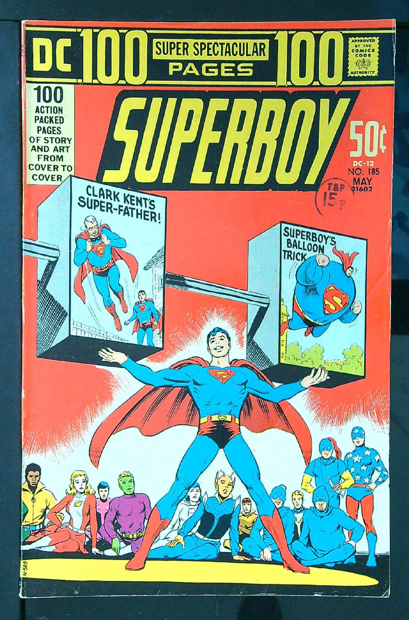 100 pages<br>ACTUAL SCAN OF COMIC!<br>Distribution Stamp on Cover - See Scan Cover of Superboy (Vol 1) #185. One of 250,000 Vintage American Comics on sale from Krypton!