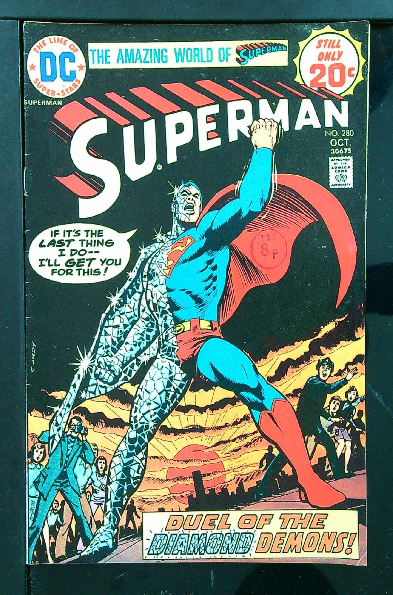 ACTUAL SCAN OF COMIC!<br>Distribution Stamp on Cover - See Scan Cover of Superman (Vol 1) #280. One of 250,000 Vintage American Comics on sale from Krypton!