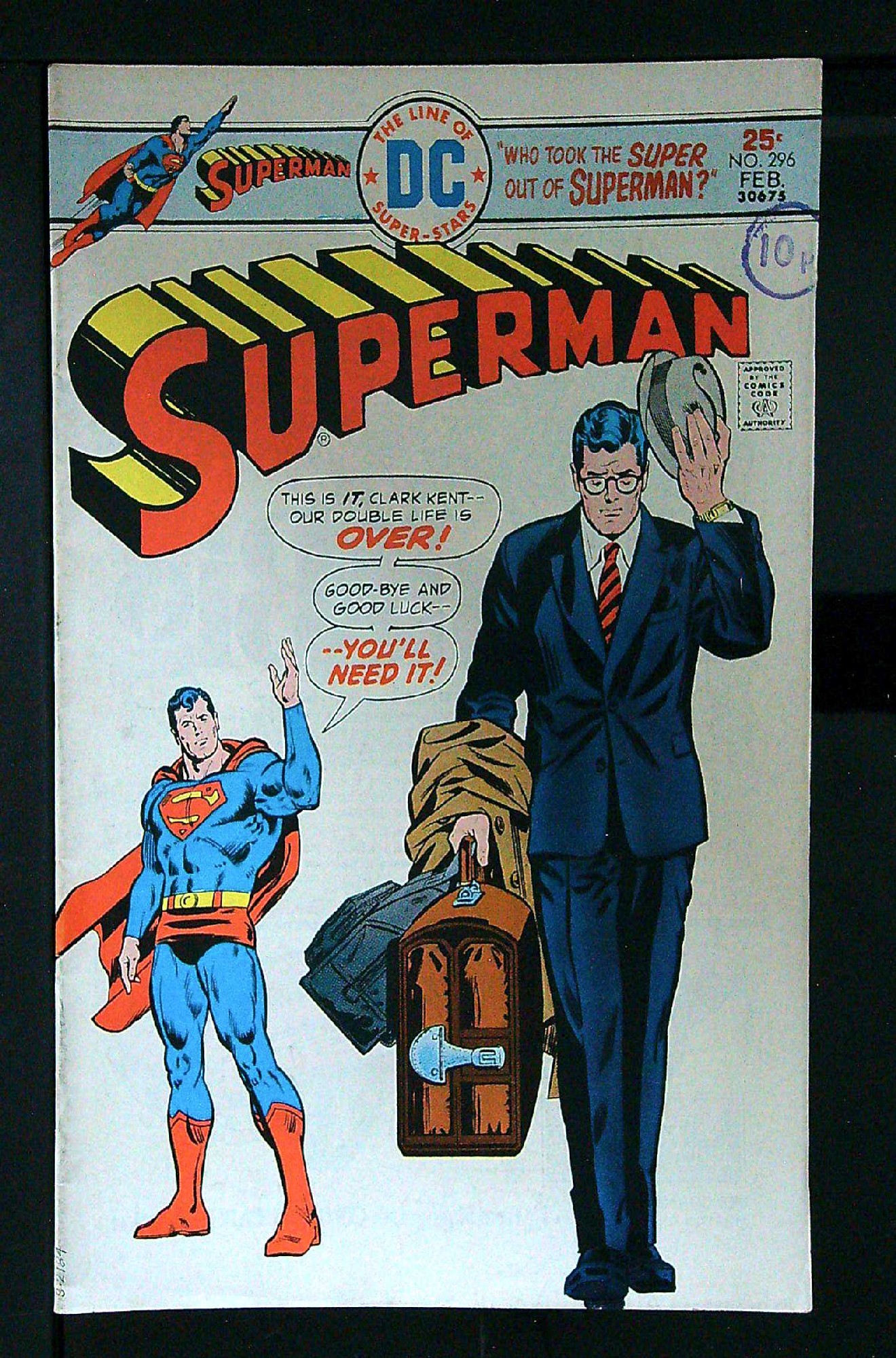 ACTUAL SCAN OF COMIC!<br>Distribution Stamp on Cover - See Scan Cover of Superman (Vol 1) #296. One of 250,000 Vintage American Comics on sale from Krypton!