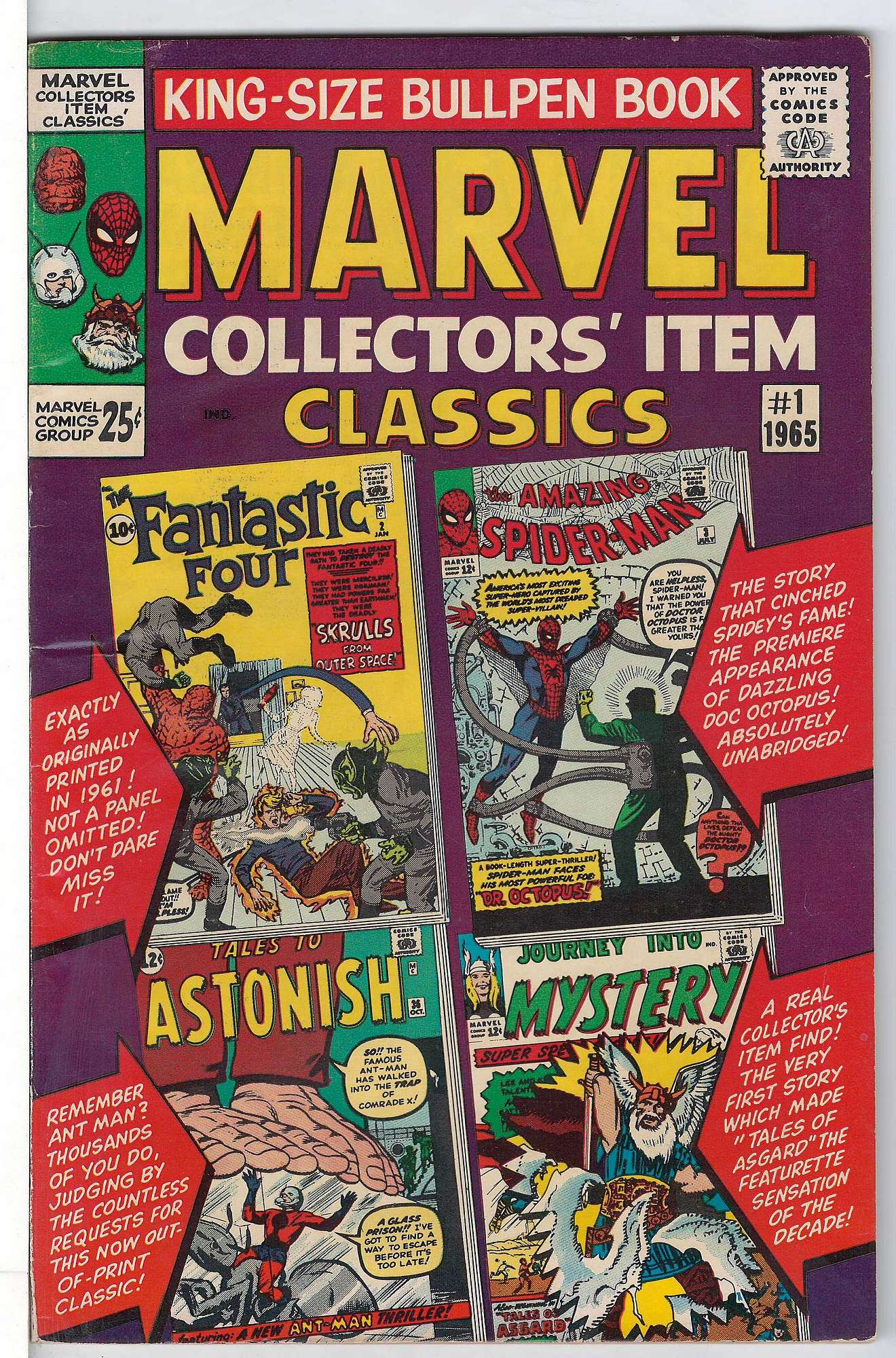 ACTUAL SCAN OF COMIC!<br> Cover of Marvel Collectors Item Classics (Vol 1) #1. One of 250,000 Vintage American Comics on sale from Krypton!
