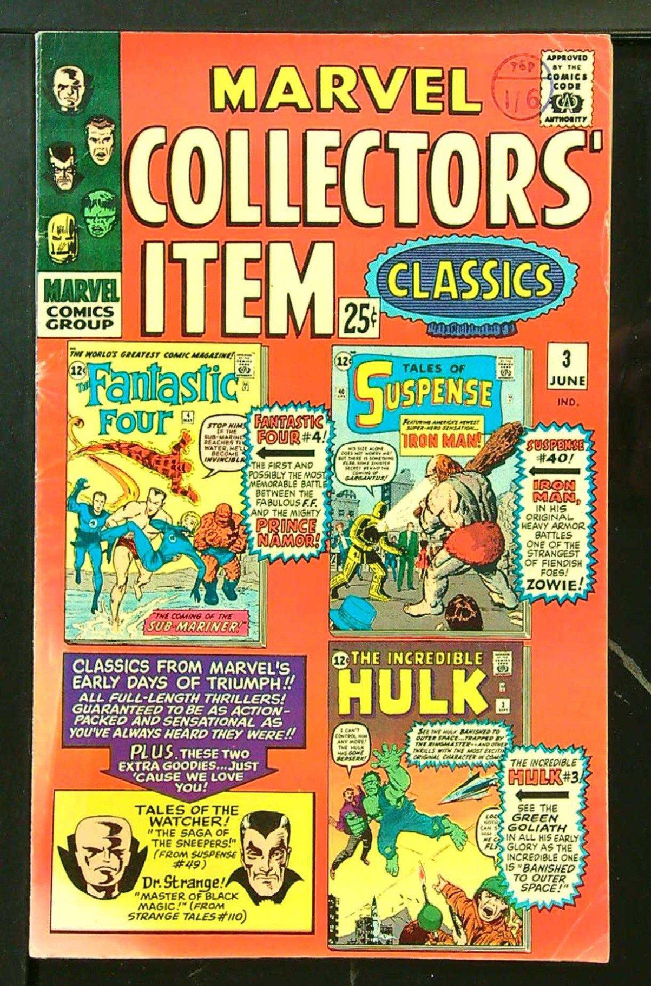 ACTUAL SCAN OF COMIC!<br>Stamp on Cover - See Scan Cover of Marvel Collectors Item Classics (Vol 1) #3. One of 250,000 Vintage American Comics on sale from Krypton!