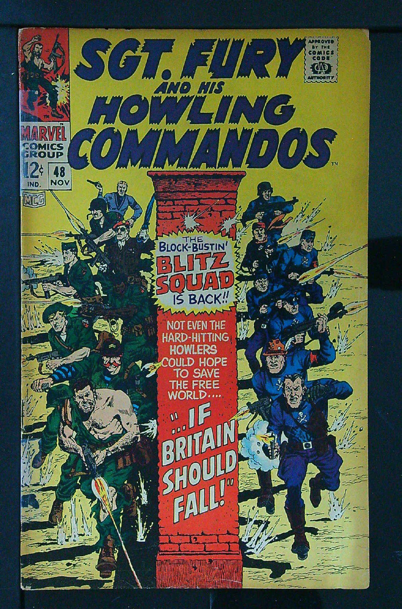 ACTUAL SCAN OF COMIC!<br>Taped Spine - Brittle - See Scan Cover of Sgt. Fury & His Howling Commandos #48. One of 250,000 Vintage American Comics on sale from Krypton!
