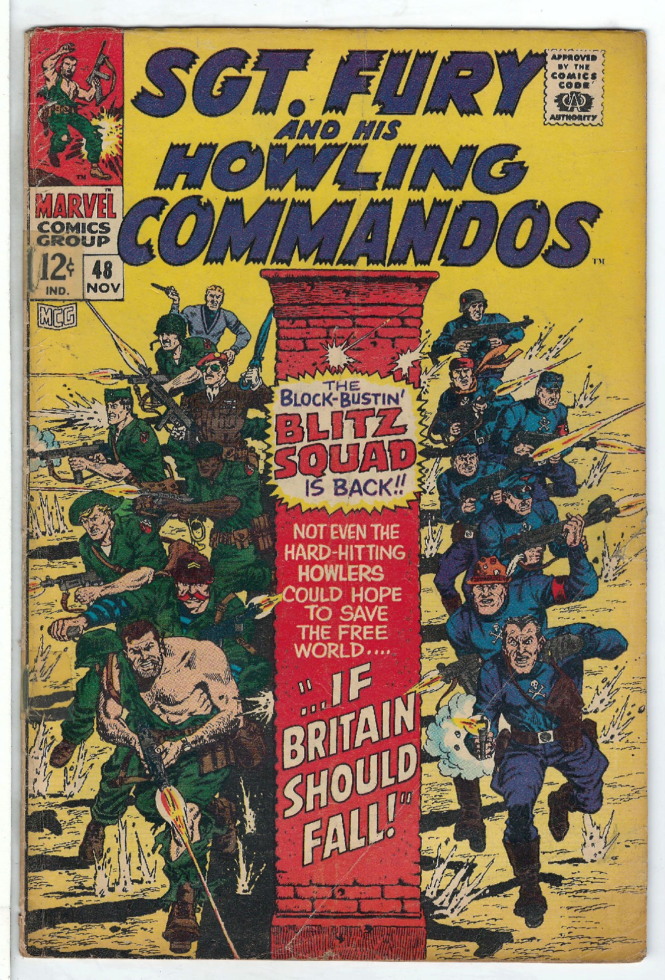 ACTUAL SCAN OF COMIC!<br>Taped Spine - See Scan Cover of Sgt. Fury & His Howling Commandos #48. One of 250,000 Vintage American Comics on sale from Krypton!