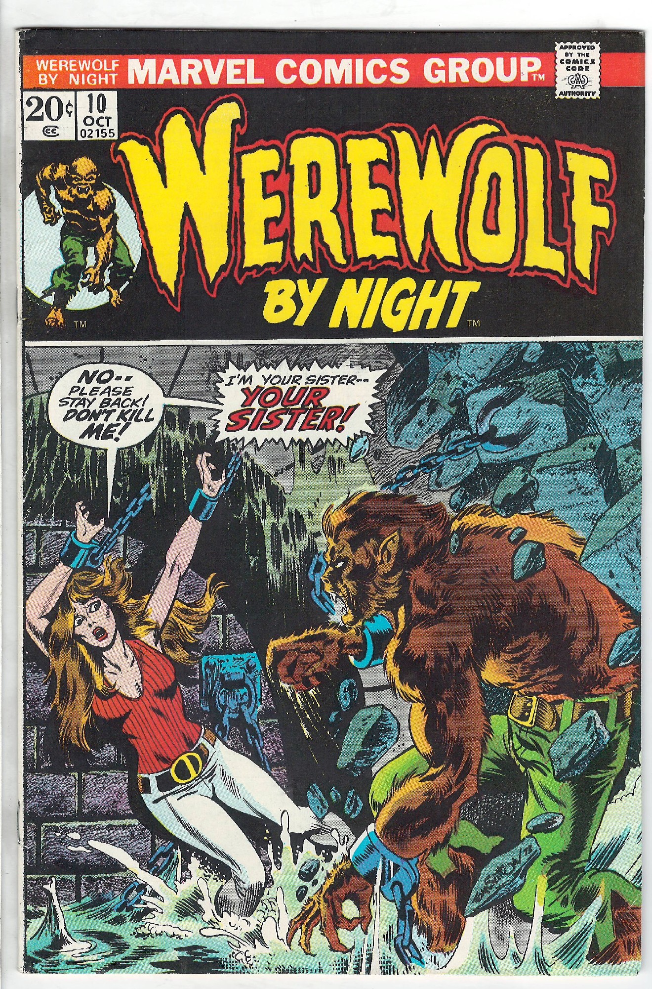 ACTUAL SCAN OF COMIC!<br> Cover of Werewolf by Night (Vol 1) #10. One of 250,000 Vintage American Comics on sale from Krypton!