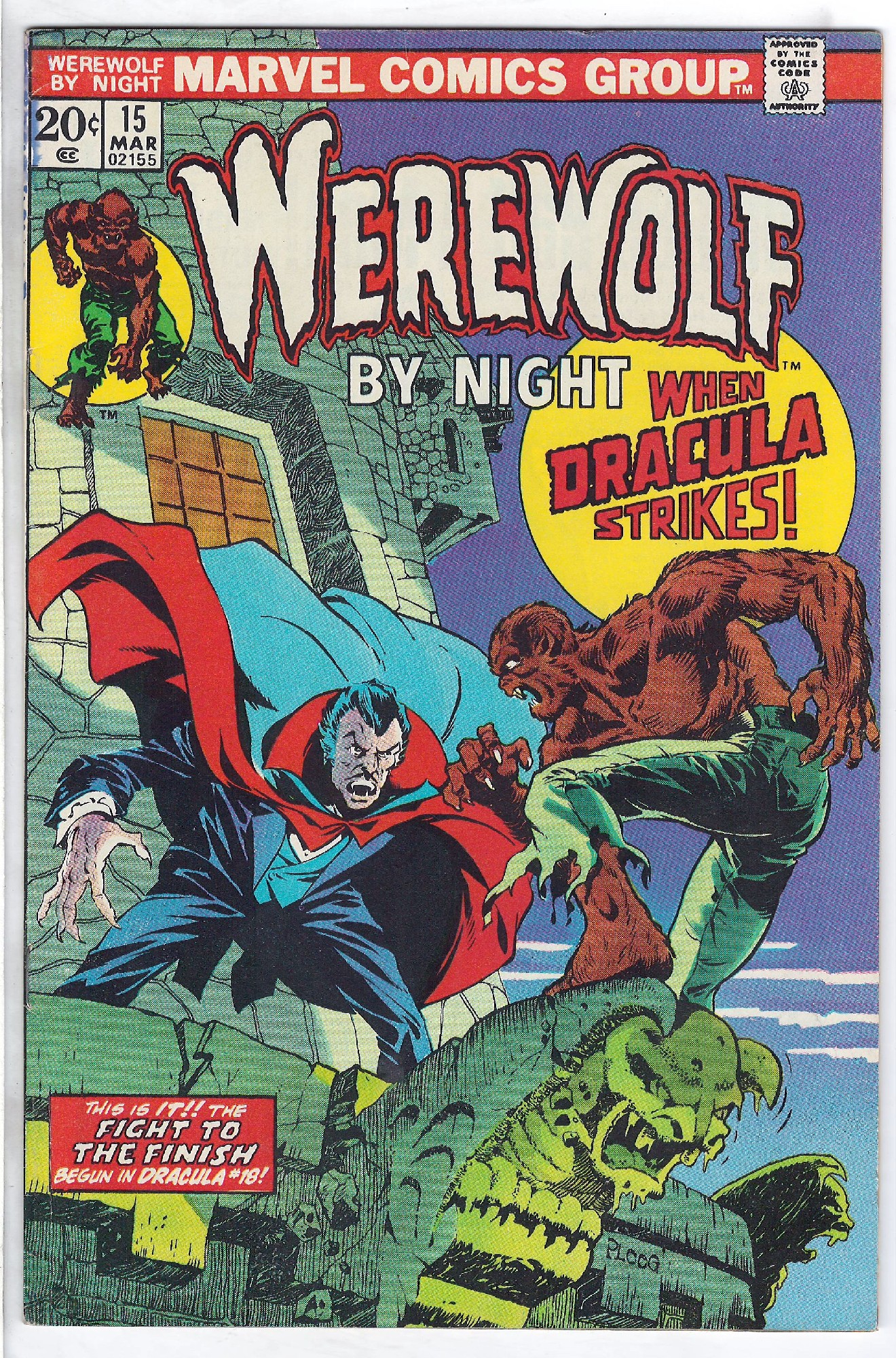 New Origin<br>ACTUAL SCAN OF COMIC!<br>Slight Ink stain to top edge. Cover of Werewolf by Night (Vol 1) #15. One of 250,000 Vintage American Comics on sale from Krypton!