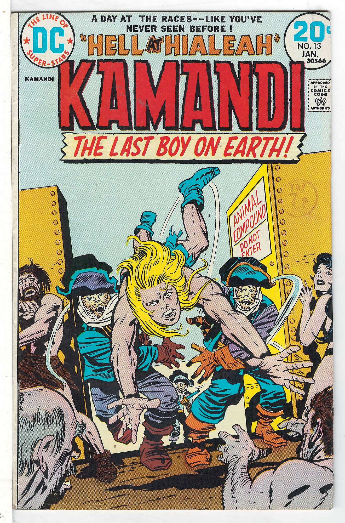 ACTUAL SCAN OF COMIC!<br>Distribution Stamp on Cover - See Scan Cover of Kamandi (Vol 1) The Last Boy on Earth #13. One of 250,000 Vintage American Comics on sale from Krypton!