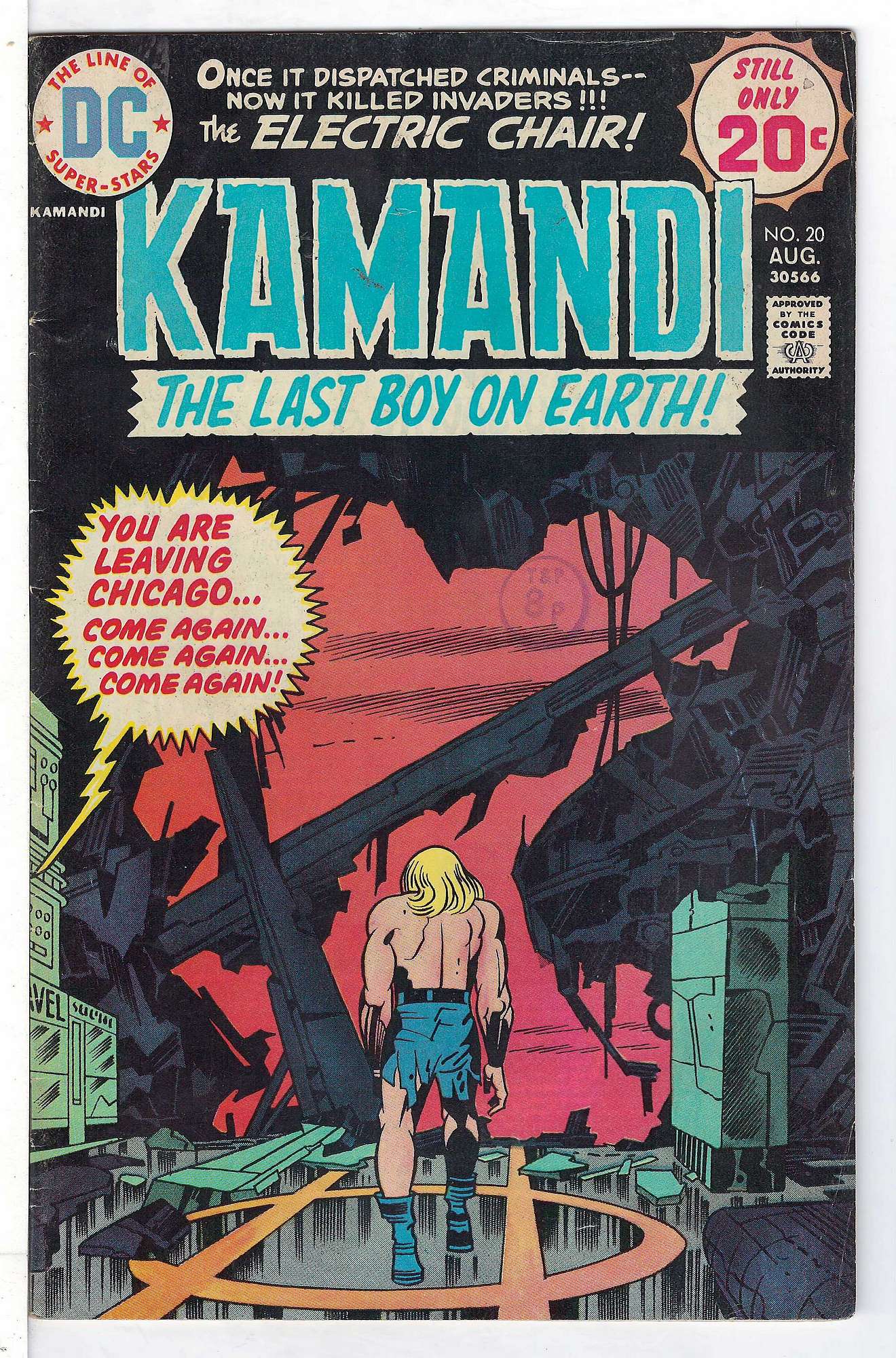ACTUAL SCAN OF COMIC!<br>Distribution Stamp on Cover - See Scan Cover of Kamandi (Vol 1) The Last Boy on Earth #20. One of 250,000 Vintage American Comics on sale from Krypton!