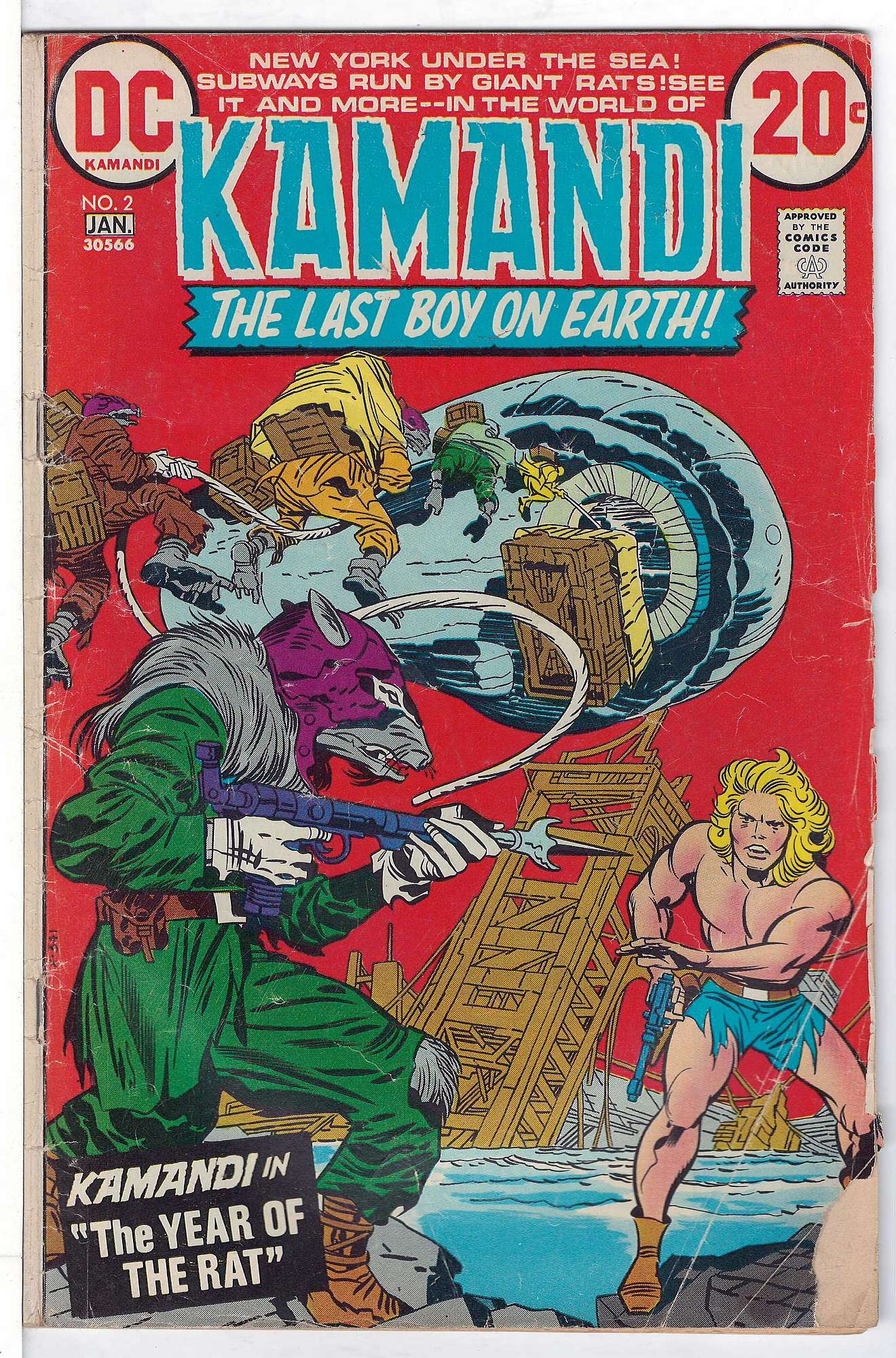 ACTUAL SCAN OF COMIC!<br>Part of lower right corner missing - See Scan Cover of Kamandi (Vol 1) The Last Boy on Earth #2. One of 250,000 Vintage American Comics on sale from Krypton!
