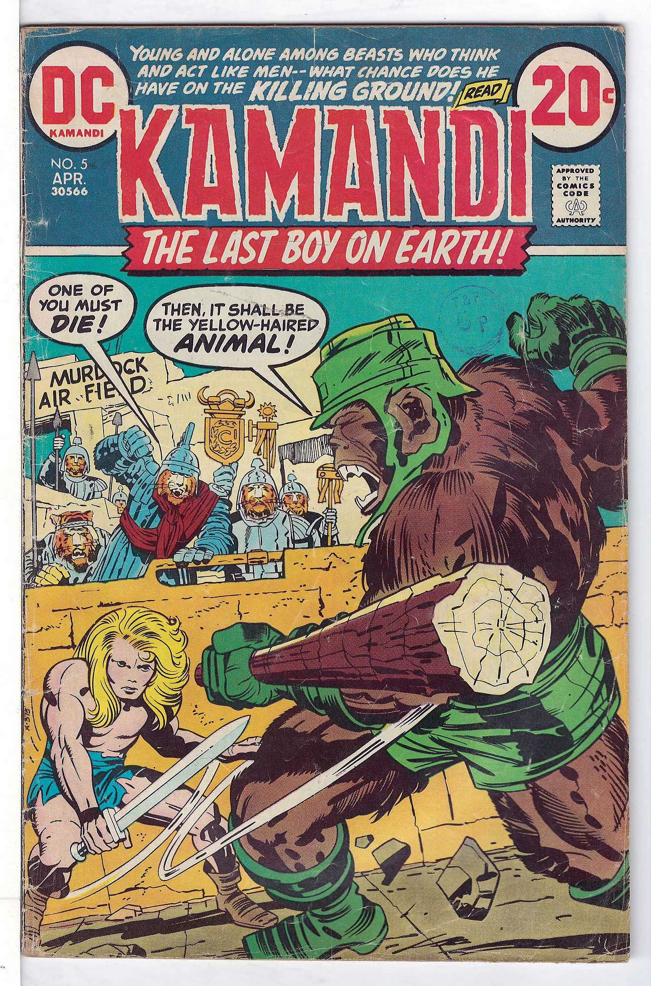 ACTUAL SCAN OF COMIC!<br>Distribution Stamp on Cover - See Scan Cover of Kamandi (Vol 1) The Last Boy on Earth #5. One of 250,000 Vintage American Comics on sale from Krypton!