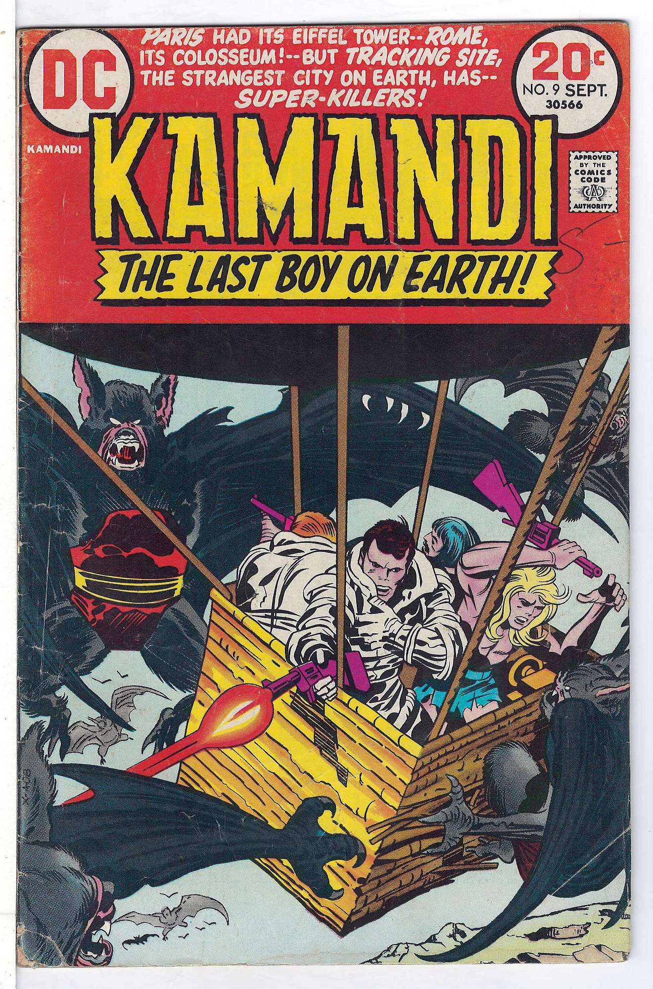 ACTUAL SCAN OF COMIC!<br>Pen & Distribution Stamp on Cover - See Scan Cover of Kamandi (Vol 1) The Last Boy on Earth #9. One of 250,000 Vintage American Comics on sale from Krypton!