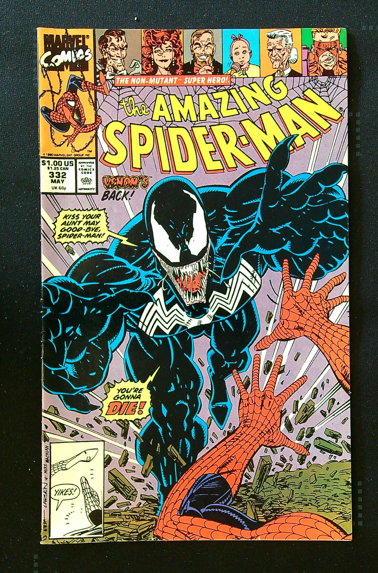 Venom Appearance<br>ACTUAL SCAN OF COMIC!<br> Cover of Amazing Spider-Man (Vol 1) #332. One of 250,000 Vintage American Comics on sale from Krypton!