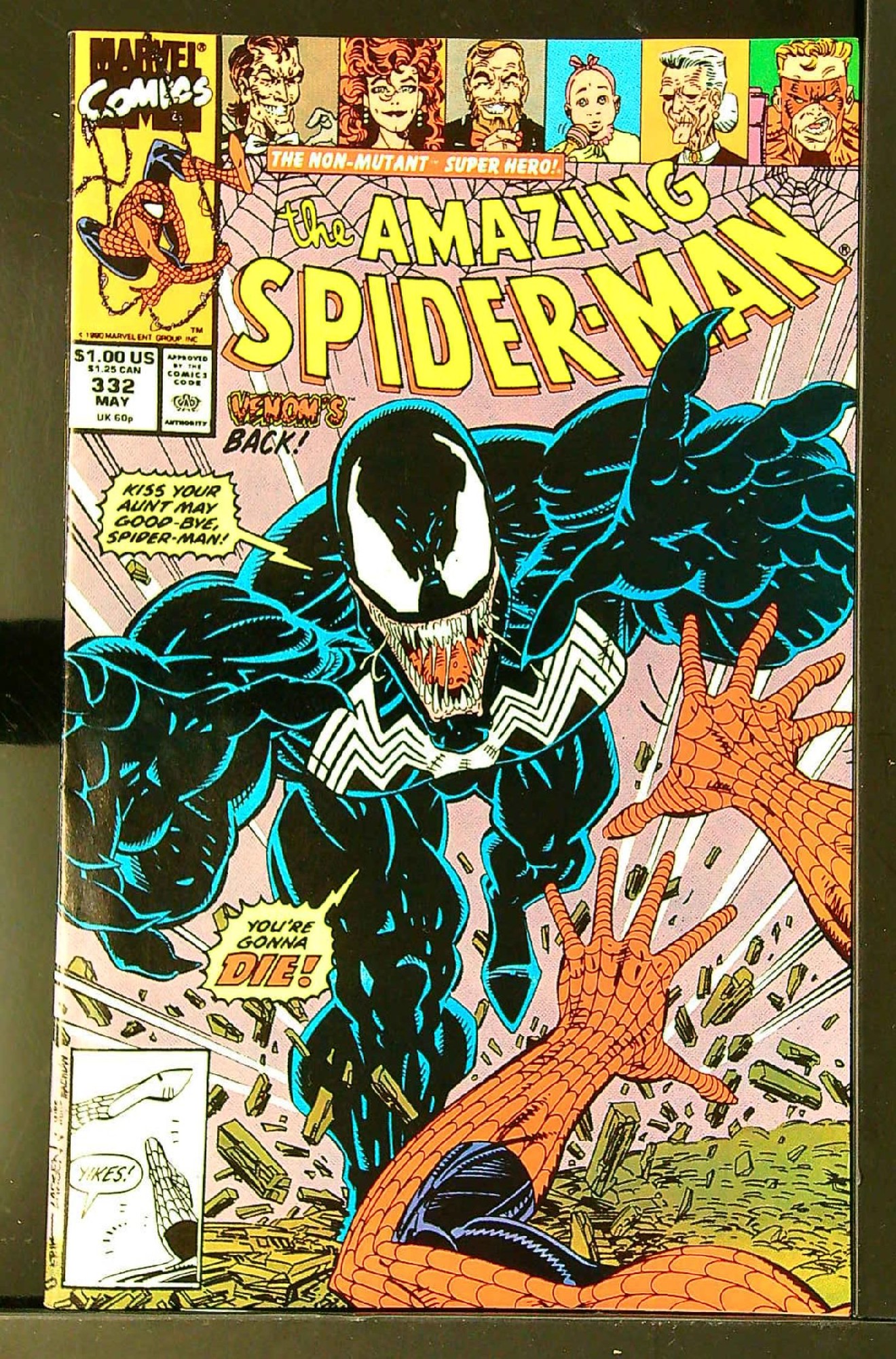 Venom Appearance<br>ACTUAL SCAN OF COMIC!<br> Cover of Amazing Spider-Man (Vol 1) #332. One of 250,000 Vintage American Comics on sale from Krypton!