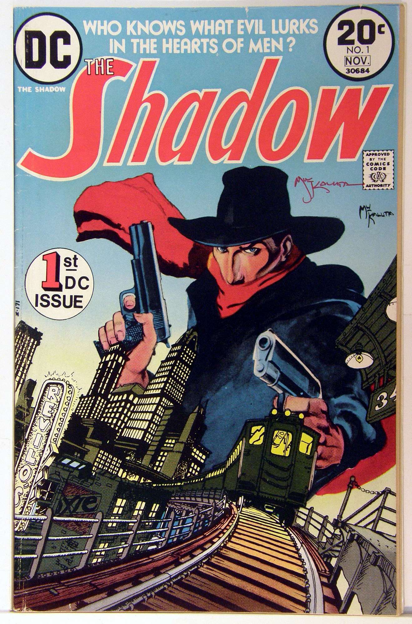 ACTUAL SCAN OF COMIC!<br>Signed by Mike Kaluta Cover of Shadow (Vol 1) The #1. One of 250,000 Vintage American Comics on sale from Krypton!