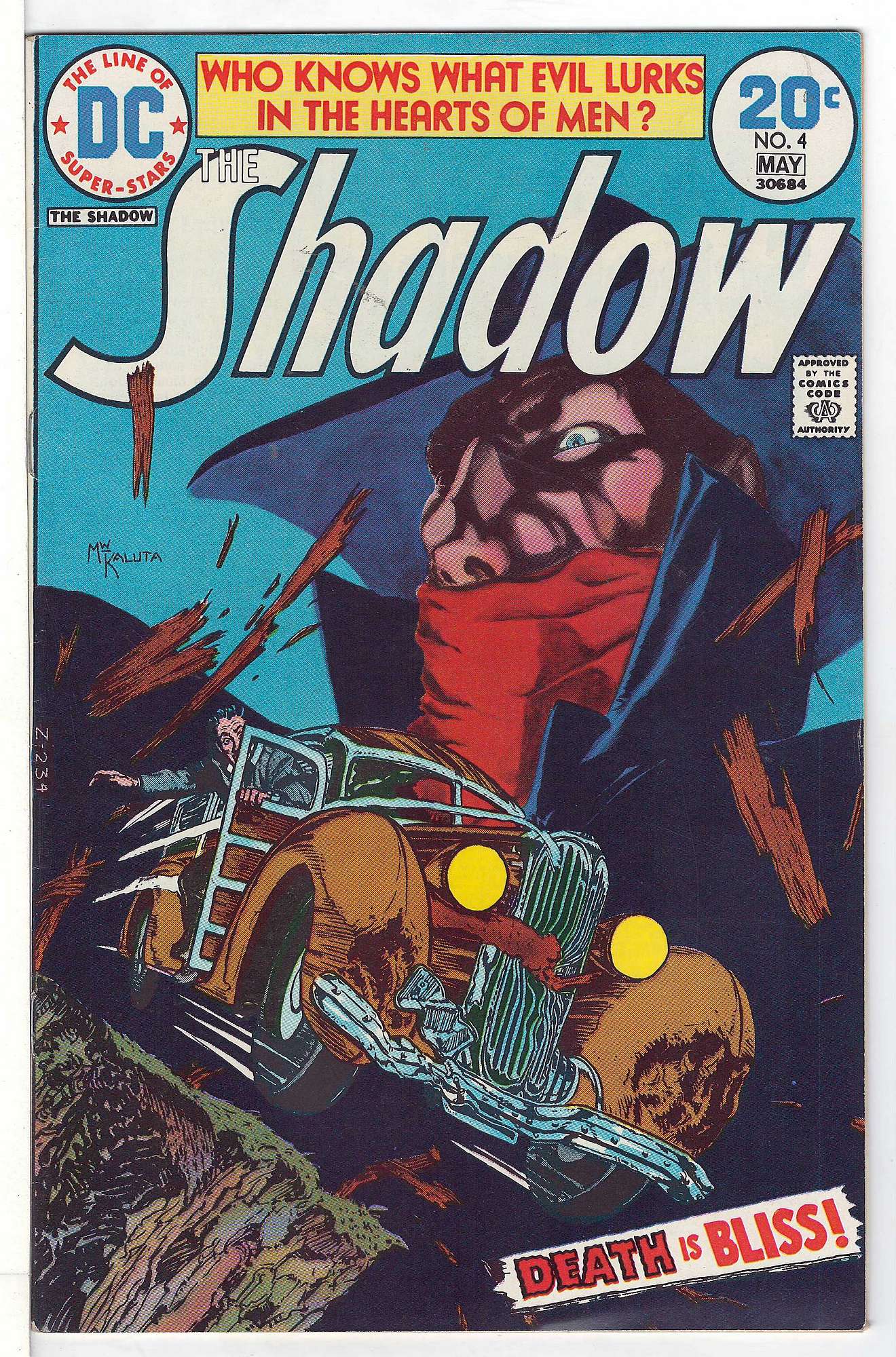ACTUAL SCAN OF COMIC!<br>Signed by Mike Kaluta on first page Cover of Shadow (Vol 1) The #4. One of 250,000 Vintage American Comics on sale from Krypton!