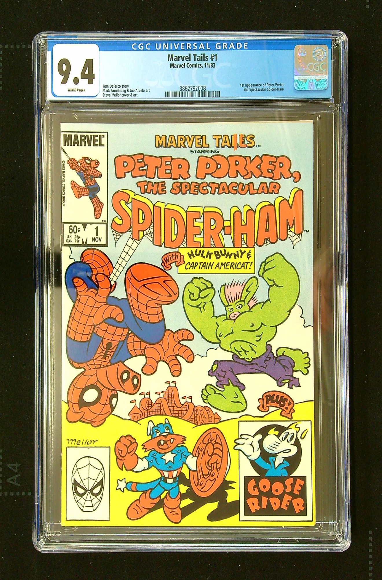 ACTUAL SCAN OF COMIC!<br>Ranked 3rd Highest CGC Graded in the world. Cover of Marvel Tails: Starring Peter Porker #1. One of 250,000 Vintage American Comics on sale from Krypton!