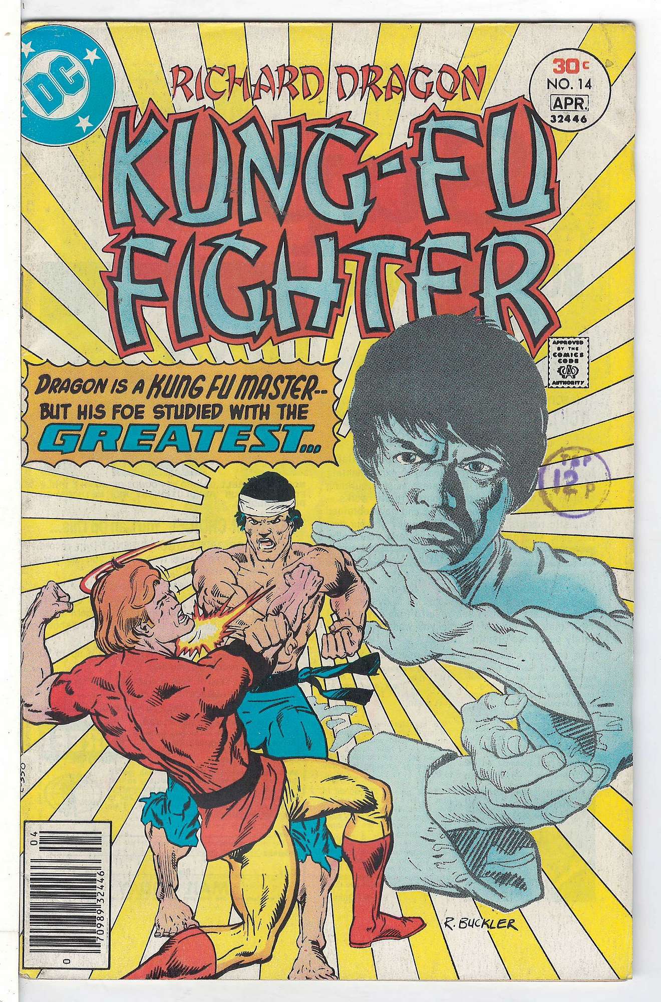 Spirit of Bruce Lee<br>ACTUAL SCAN OF COMIC!<br>Distribution Stamp on Cover - See Scan Cover of Richard Dragon (Vol 1) Kung-Fu Fighter #14. One of 250,000 Vintage American Comics on sale from Krypton!