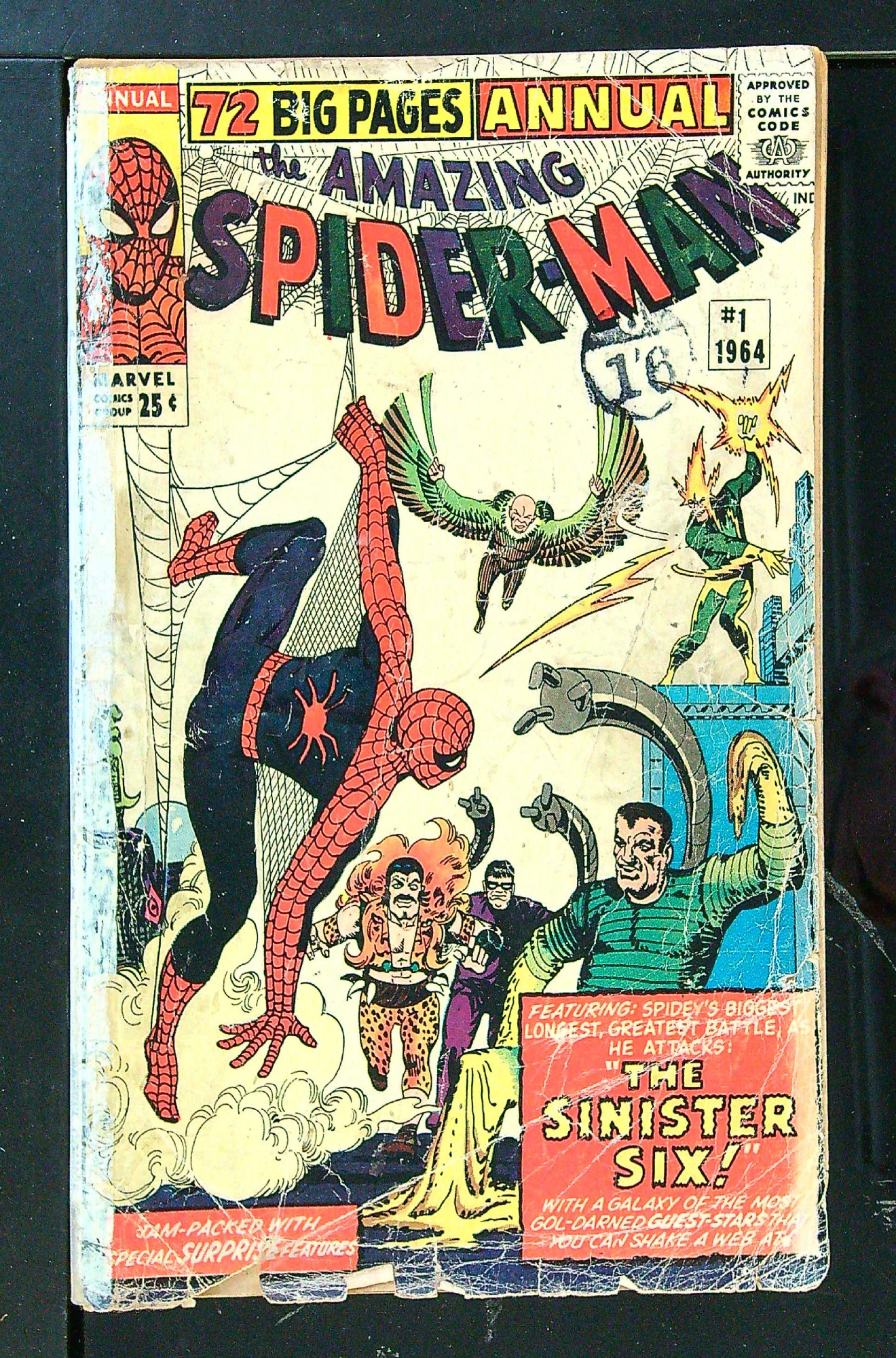 ACTUAL SCAN OF COMIC!<br>Distribution Stamp on Cover - Taped Spine - See Scan Cover of Amazing Spider-Man Annual (Vol 1) #1. One of 250,000 Vintage American Comics on sale from Krypton!