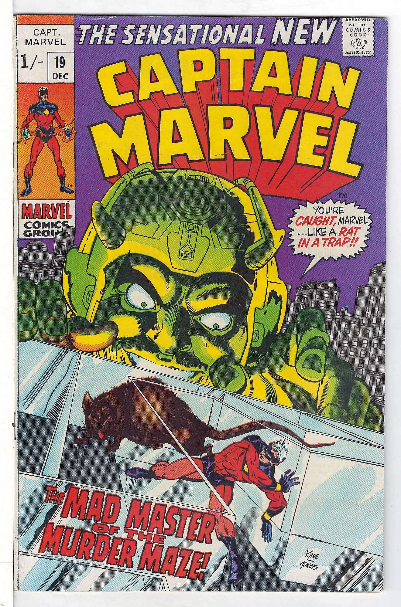 Cover of Captain Marvel (Vol 1) #19. One of 250,000 Vintage American Comics on sale from Krypton!
