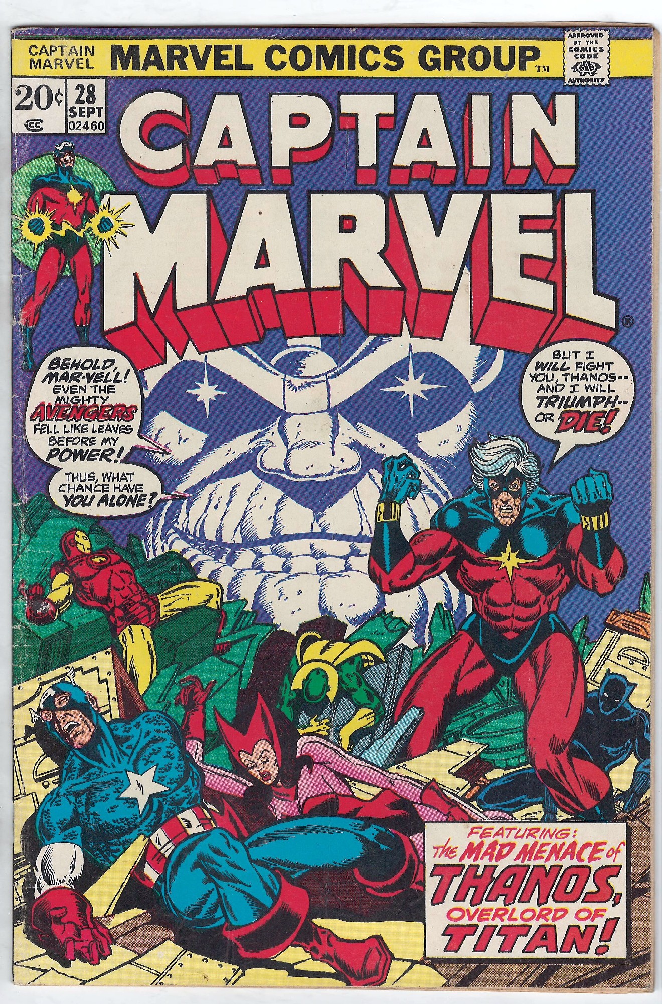 Cover of Captain Marvel (Vol 1) #28. One of 250,000 Vintage American Comics on sale from Krypton!