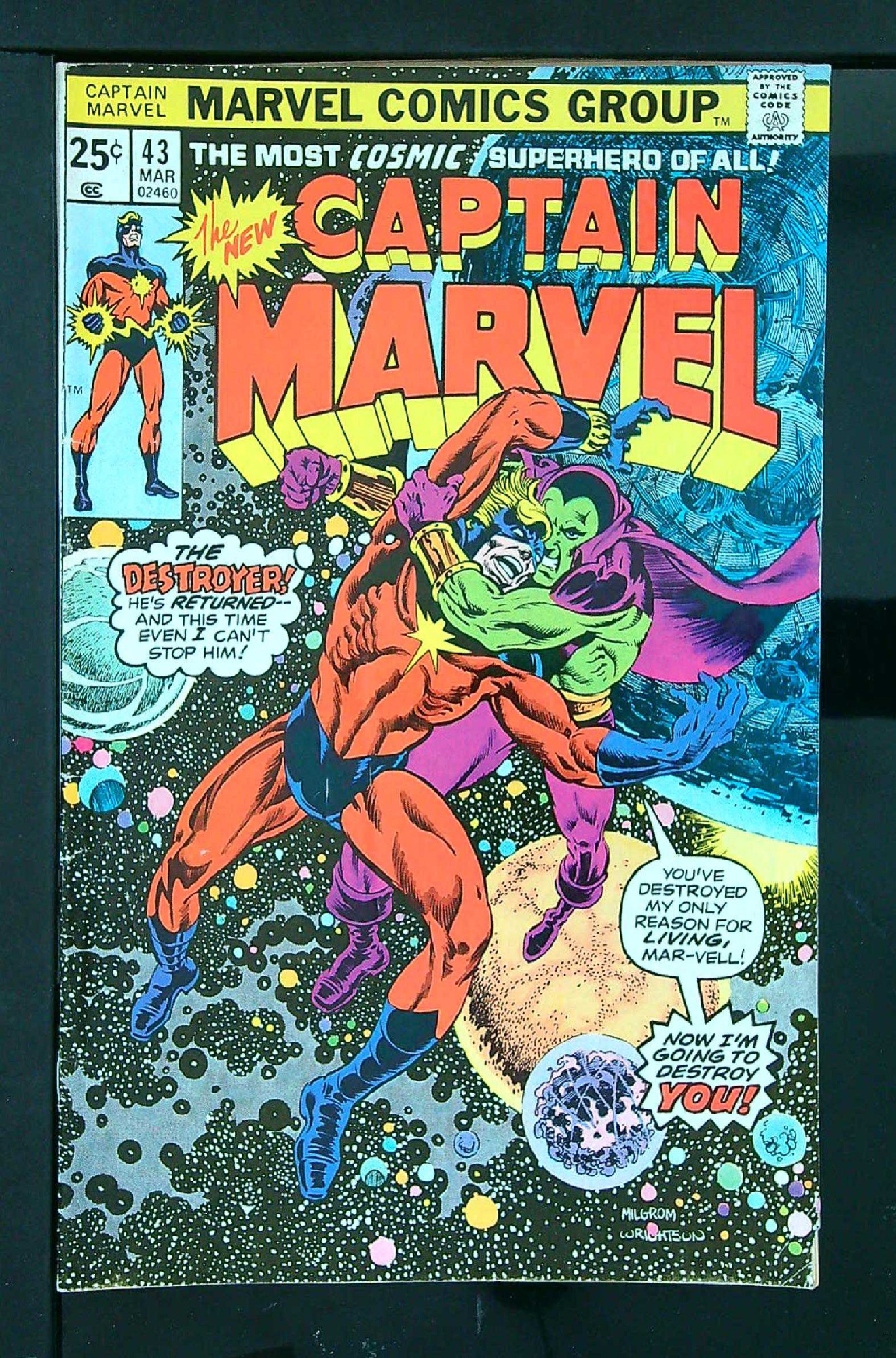 Cover of Captain Marvel (Vol 1) #43. One of 250,000 Vintage American Comics on sale from Krypton!